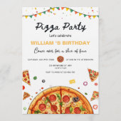 Pizza Party Birthday Invitation, Food Theme Barty 招待状 (正面)