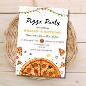 Pizza Party Birthday Invitation, Food Theme Barty 招待状