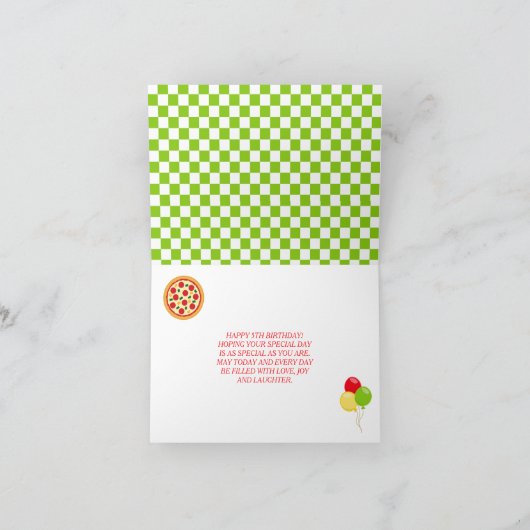 Pizza Party Birthday Party カード (内部)