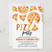 Pizza Party Birthday Party Invitation 招待状 (正面)