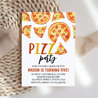 Pizza Party Birthday Party Invitation 招待状