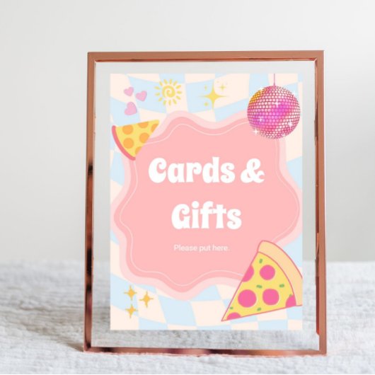 Pizza Party Cards and Gifts Sign ポスター