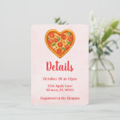 Pizza Party Details Card | Heart Pizza Red Checker 招待状 (スタンド正面)