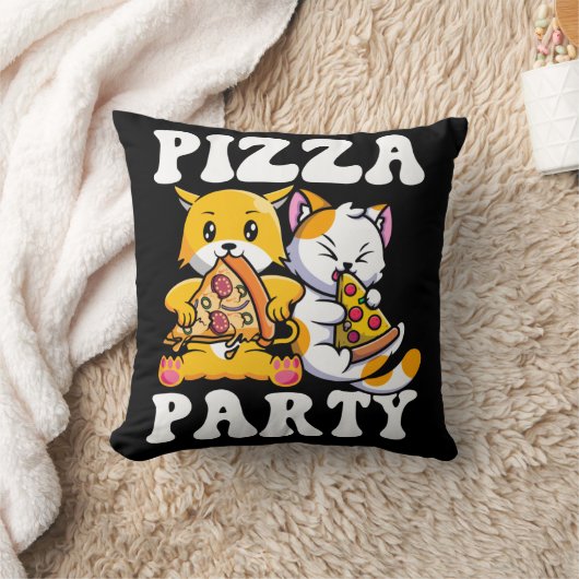 Pizza Party Funny Cat Lover クッション (ブランケット)