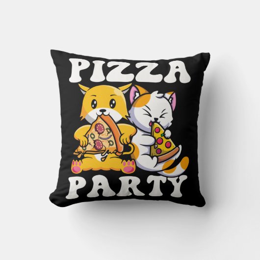 Pizza Party Funny Cat Lover クッション (正面)