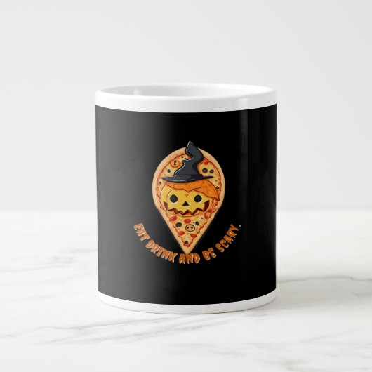 Pizza Party Halloween Pumpkin Witch Hat Essential ジャンボコーヒーマグカップ (正面)