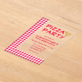 Pizza Party Kids Birthday アクリル招待状 (レイダウン)