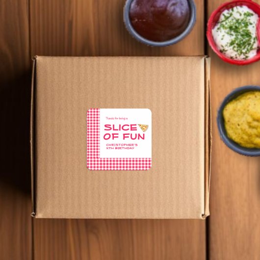 Pizza Party Kids Birthday スクエアシール