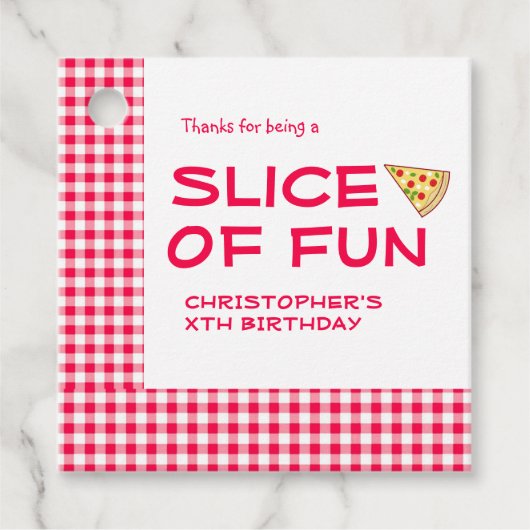 Pizza Party Kids Birthday フェイバータグ (正面)