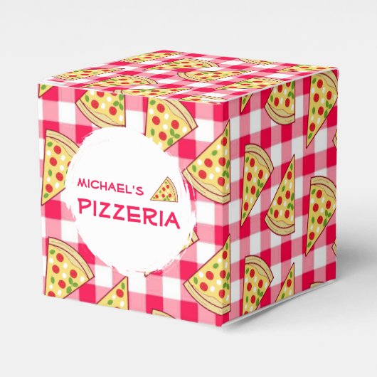 Pizza Party Kids Birthday フェイバーボックス (正面サイド)