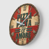 Pizza Pasta Amore Italian Kitchen  ラージ壁時計 (傾斜)
