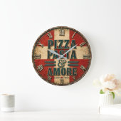 Pizza Pasta Amore Italian Kitchen  ラージ壁時計 (ホーム)
