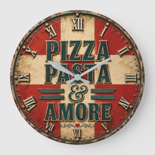 Pizza Pasta Amore Italian Kitchen  ラージ壁時計 (正面)