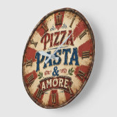 Pizza Pasta Amore Italian Kitchen Restaurant ラージ壁時計 (傾斜)
