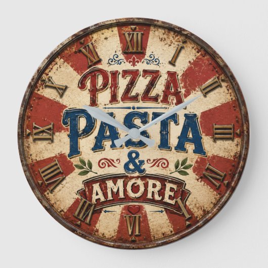 Pizza Pasta Amore Italian Kitchen Restaurant ラージ壁時計 (正面)
