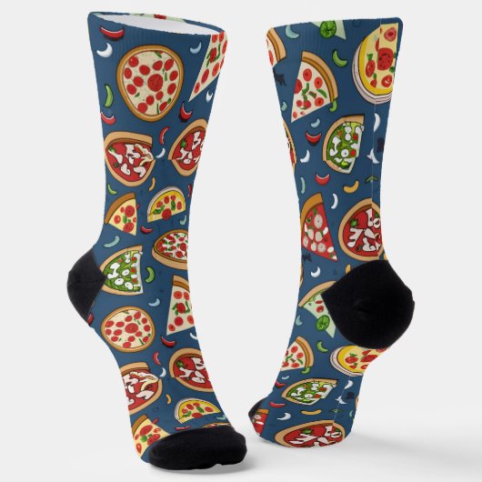 Pizza Pattern Unisex Crew Sock ソックス (傾斜あり)