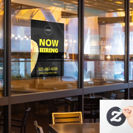 Pizza Place Now Hiriting Logo Url Dark Window Stic ウィンドウサイン (レストラン窓)