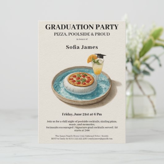 Pizza Pool Cocktail Graduation Celebration  招待状 (スタンド正面)