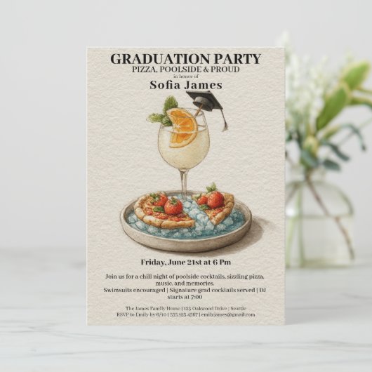 Pizza Pool Cocktail Graduation Celebration  招待状 (スタンド正面)