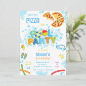 Pizza Pool Party Birthday Invitation 招待状 (スタンド正面)