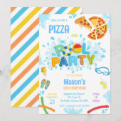 Pizza Pool Party Birthday Invitation 招待状 (正面/裏面)