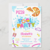 Pizza Pool Party Birthday Invitation 招待状 (正面)