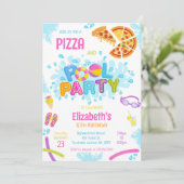 Pizza Pool Party Birthday Invitation 招待状 (スタンド正面)