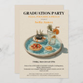 Pizza, Poolside, Pool Party | graduation party 招待状 (正面/裏面)
