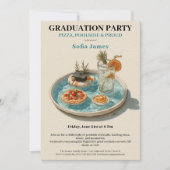 Pizza, Poolside, Pool Party | graduation party 招待状 (正面)