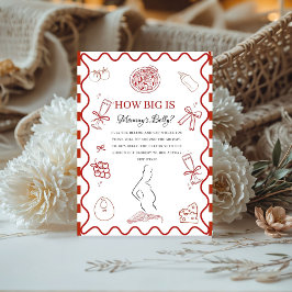 Pizza red Baby How big Mommy' baby Shower sign 台座サイン