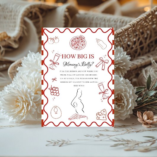 Pizza red Baby How big Mommy' baby Shower sign 台座サイン