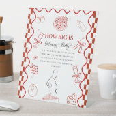 Pizza red Baby How big Mommy' baby Shower sign 台座サイン (インサイチュ)