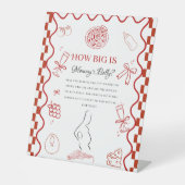 Pizza red Baby How big Mommy' baby Shower sign 台座サイン (正面)