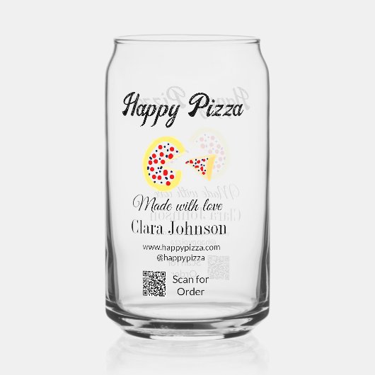 Pizza restaurant cafe pizzeria scan QR code order  ガラス缶 (正面)
