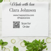 Pizza restaurant cafe pizzeria scan QR code order  キッチンタオル (折り畳み)