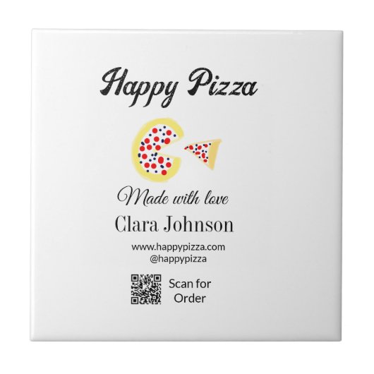 Pizza restaurant cafe pizzeria scan QR code order  タイル (正面)