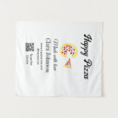 Pizza restaurant cafe pizzeria scan QR code order  タペストリー (正面(横))