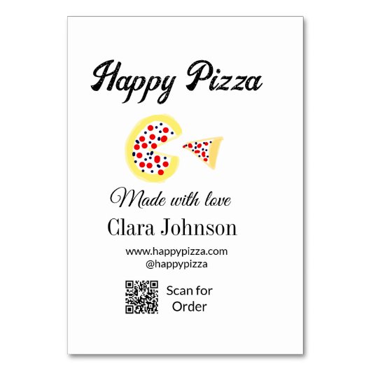 Pizza restaurant cafe pizzeria scan QR code order  テーブルナンバー (正面)