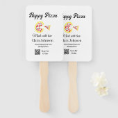 Pizza restaurant cafe pizzeria scan QR code order  ハンドファン (正面&裏面)