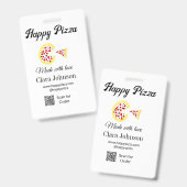 Pizza restaurant cafe pizzeria scan QR code order  バッジ (正面＆裏面)