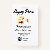 Pizza restaurant cafe pizzeria scan QR code order  バッジ (正面)