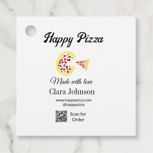 Pizza restaurant cafe pizzeria scan QR code order  フェイバータグ (正面)