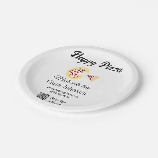Pizza restaurant cafe pizzeria scan QR code order  ペーパープレート (アングル)