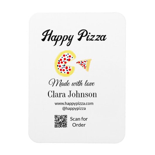 Pizza restaurant cafe pizzeria scan QR code order マグネット (縦)