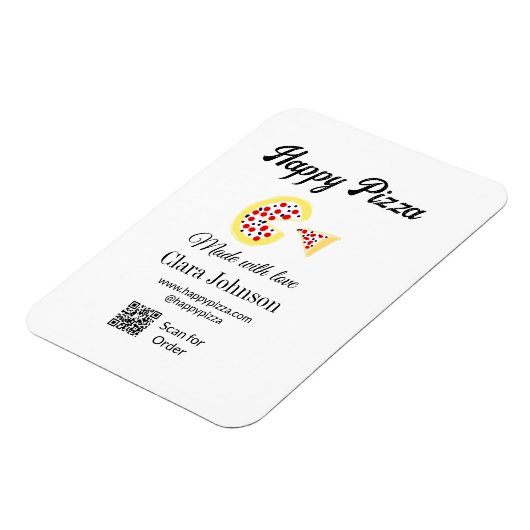 Pizza restaurant cafe pizzeria scan QR code order マグネット (左側)