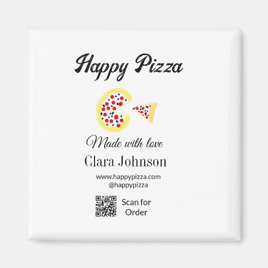 Pizza restaurant cafe pizzeria scan QR code order  マグネット (正面)