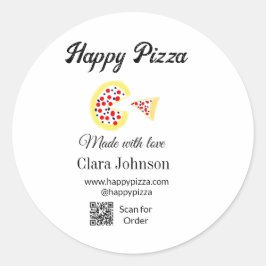 Pizza restaurant cafe pizzeria scan QR code order  ラウンドシール