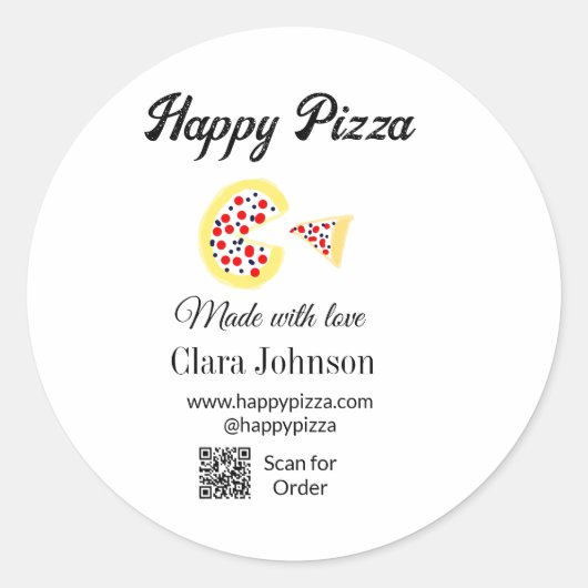 Pizza restaurant cafe pizzeria scan QR code order ラウンドシール (正面)