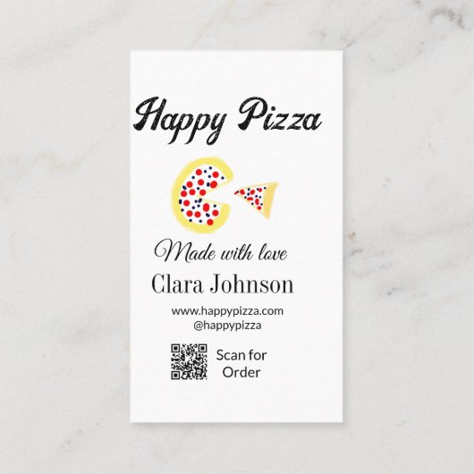 Pizza restaurant cafe pizzeria scan QR code order  名刺 (裏面)