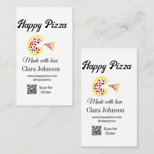 Pizza restaurant cafe pizzeria scan QR code order  名刺 (正面/裏面)